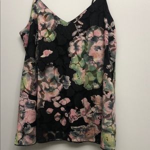 Black and pink green floral tank top size L